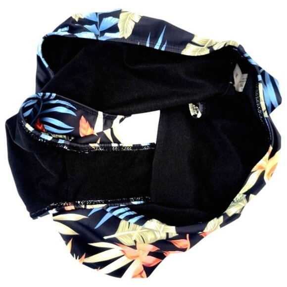 Curvy Womens Plus 1X Black Tropical Cheeky Bikini Bottom Trendy Summer Swimwear - Picture 4 of 7